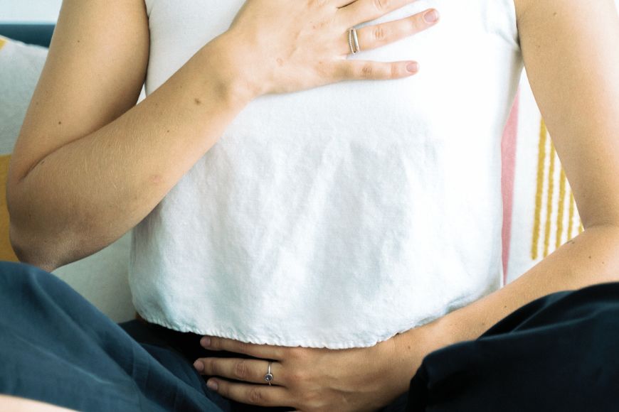 Woman feeling awareness in the body