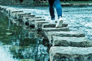 Blog Featured Image woman waling on steps in water